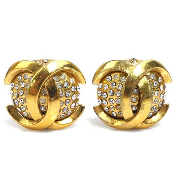 Chanel earrings Coco Mark design metal rhinestones gold and silver for w...